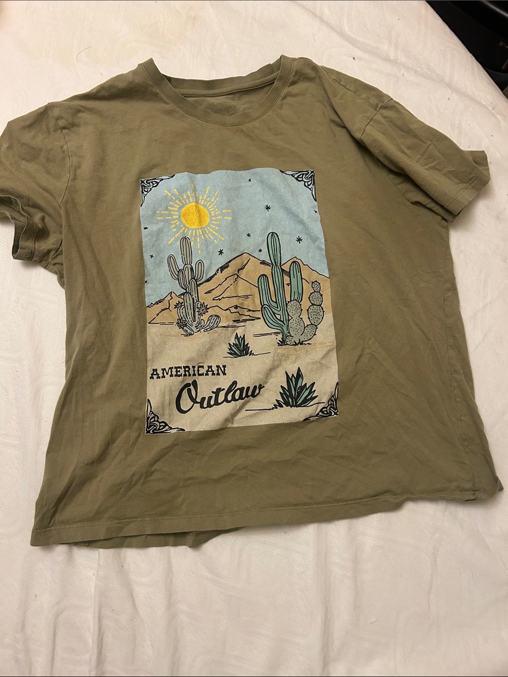 Threadless Olive Green Cactus Desert Graphic Tee